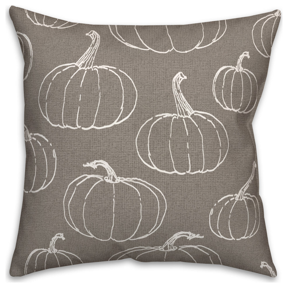 Gray Pumpkin Pattern 18x18 Spun Poly Pillow