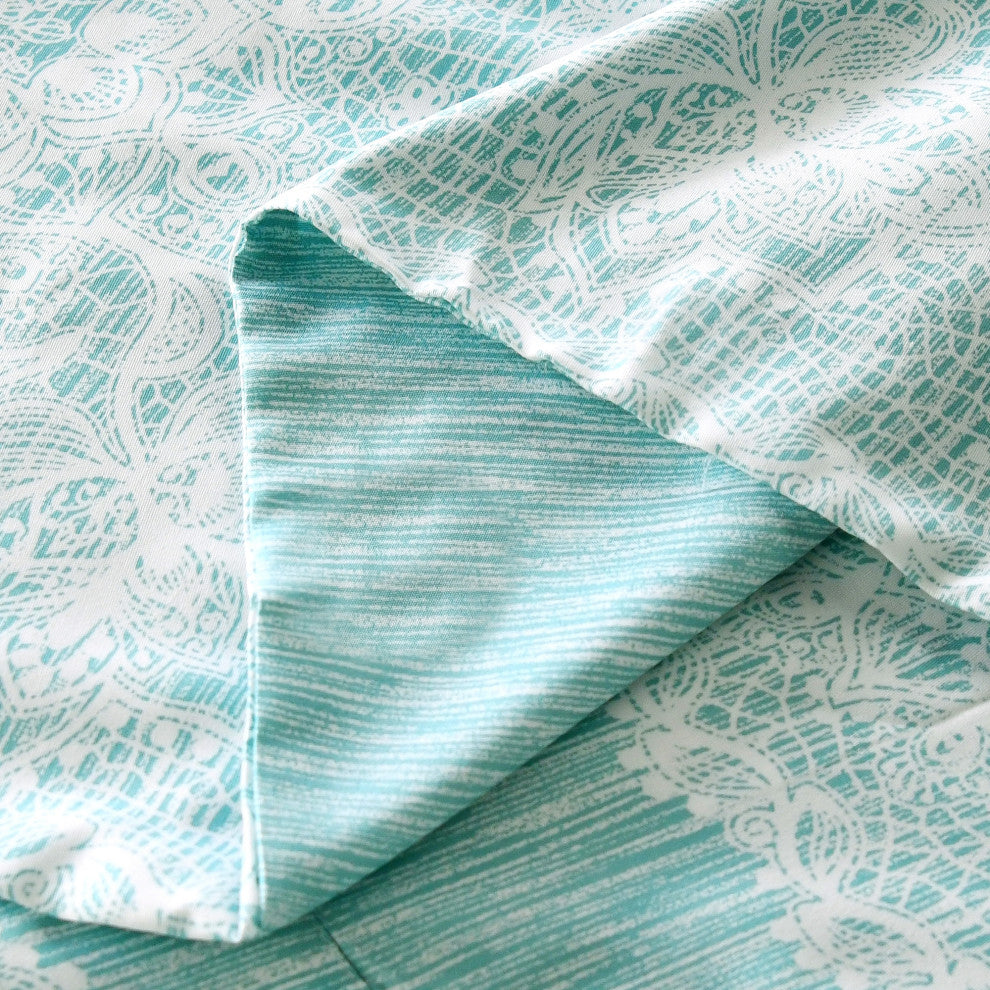 Printed Emma Valance, Teal Aqua