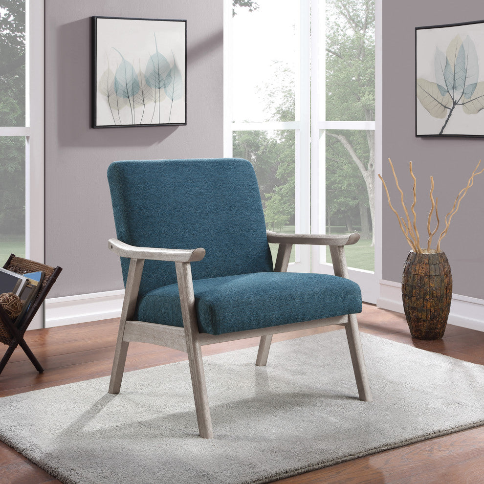 Weldon Armchair, Azure Fabric With Brushed Gray Finished Frame