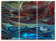 "Red Blue Abstract Acrylic Paint Mix" Metal Wall Art, 3 Panels, 36"x28"