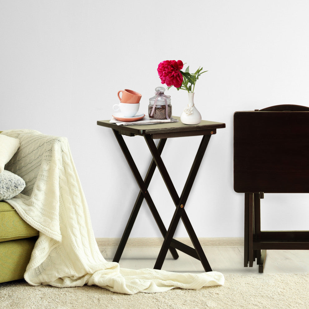 5 Pieces Tray Table Set, Espresso