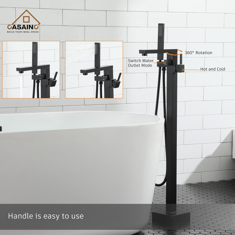 Bathroom Tub Filler with Hand Shower in Brushed Nickel and More, Matte Black