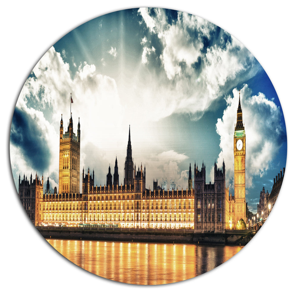 Big Ben And House Of Parliament, Cityscape Wall Round Wall Art, 11"