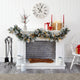 6' Flocked Mixed Pine Faux Xmas Garland W/ 50 LED Lights, Pine Cones and Berries