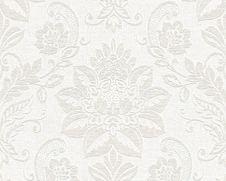 Ok6, Textile Natural Fresh Garden White Wallpaper Roll