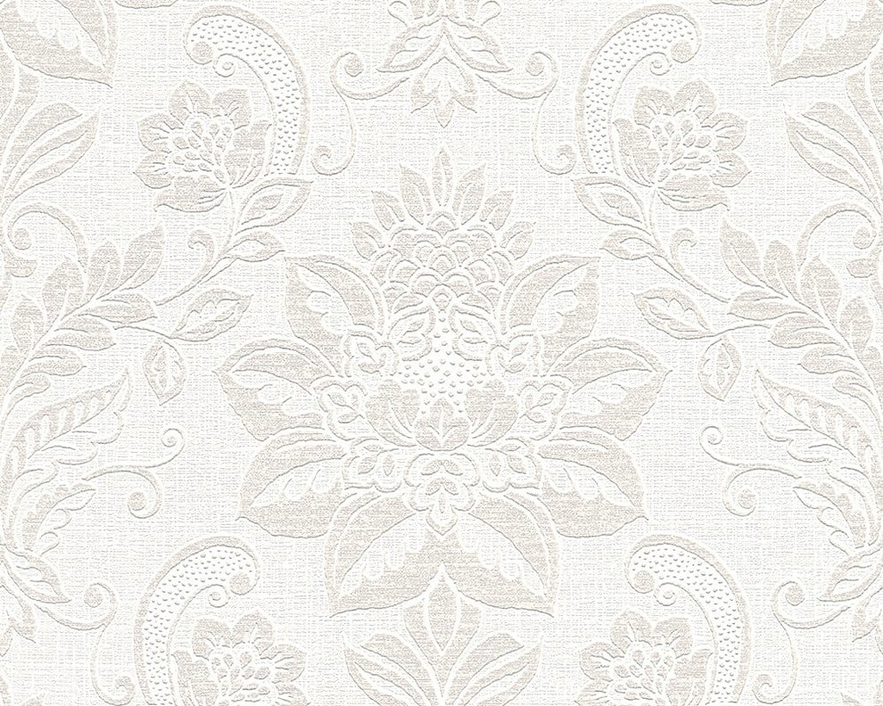 Ok6, Textile Natural Fresh Garden White Wallpaper Roll