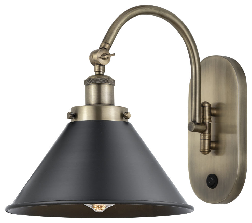 Innovations 918-1W-AB-M10-BK-LED Briarcliff 1 Light 10" Sconce, Antique Brass
