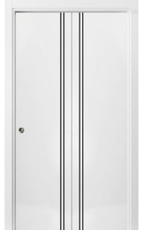 Bi-fold Doors 36 x 96 | Planum 0016 White Silk with  | Sturdy Tracks