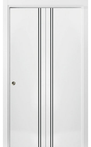 Bi-fold Doors 36 x 96 | Planum 0016 White Silk with  | Sturdy Tracks