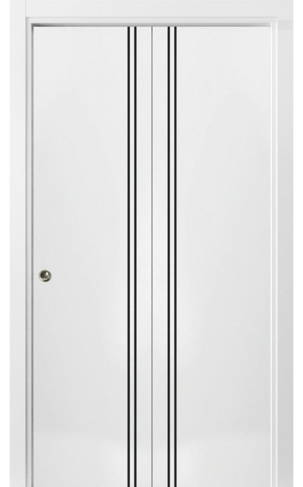 Bi-fold Doors 36 x 96 | Planum 0016 White Silk with  | Sturdy Tracks