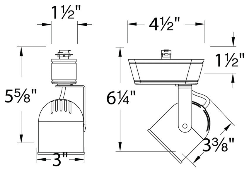 WAC Lighting Low Voltage Track Fixture, 75W, Black, H Track