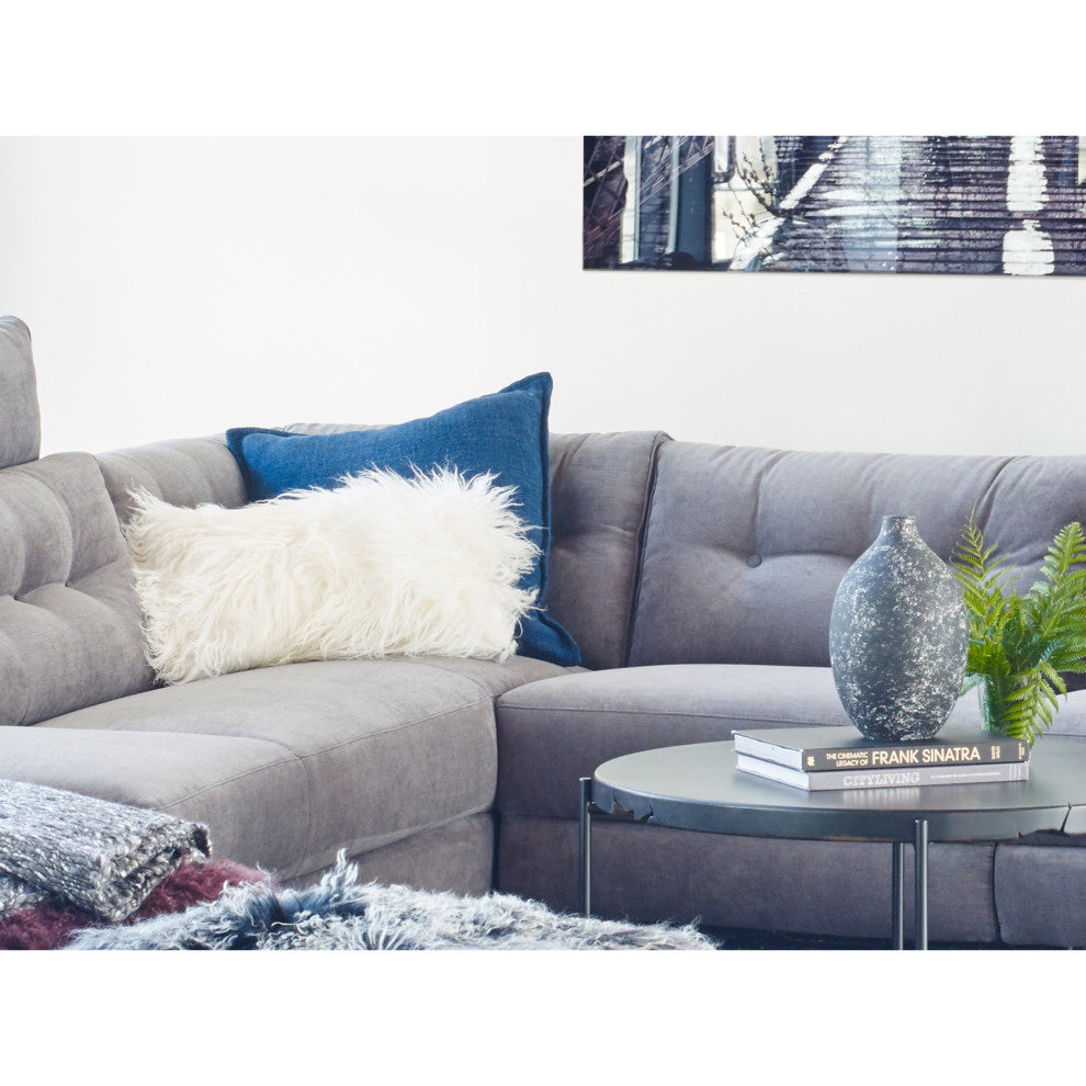 Contemporary Lamb Fur Pillow Rect. Natural - Natural