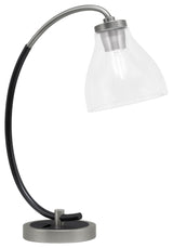 1-Light Desk Lamp, Graphite/Matte Black Finish, 6.25" Clear Bubble Glass