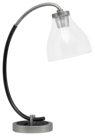 1-Light Desk Lamp, Graphite/Matte Black Finish, 6.25" Clear Bubble Glass