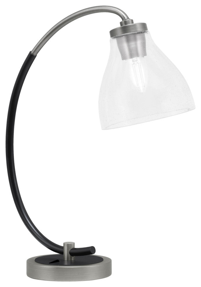 1-Light Desk Lamp, Graphite/Matte Black Finish, 6.25" Clear Bubble Glass