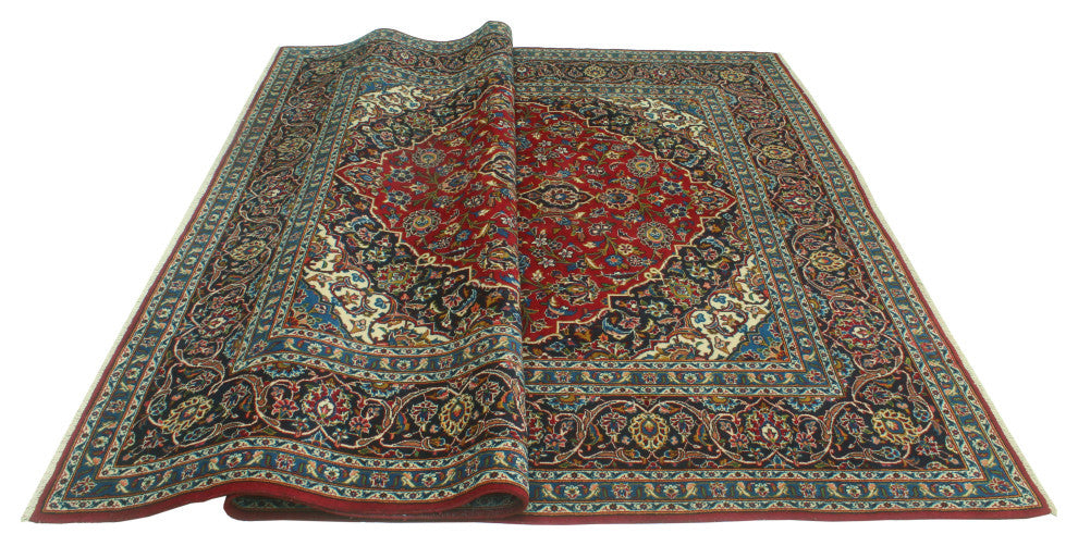 Fine Vintage Distressed Dilek Red/Navy Rug, 8'2 x 11'1