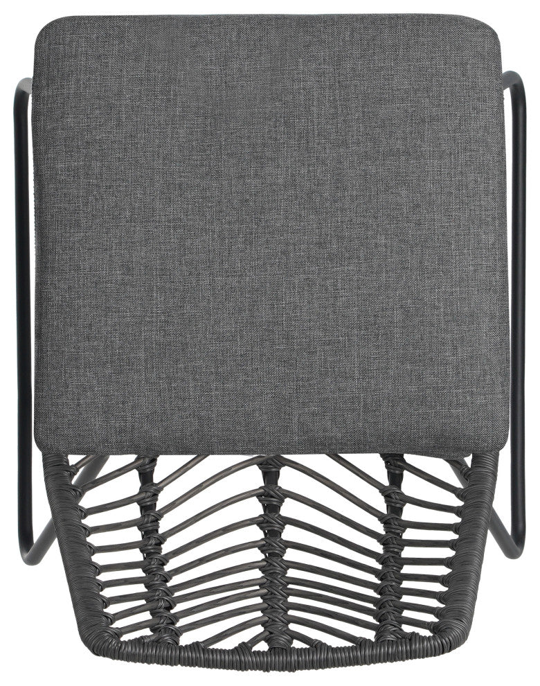 Azlee Outdoor Wicker Dining Chairs With Cushions, Set of 2, Gray