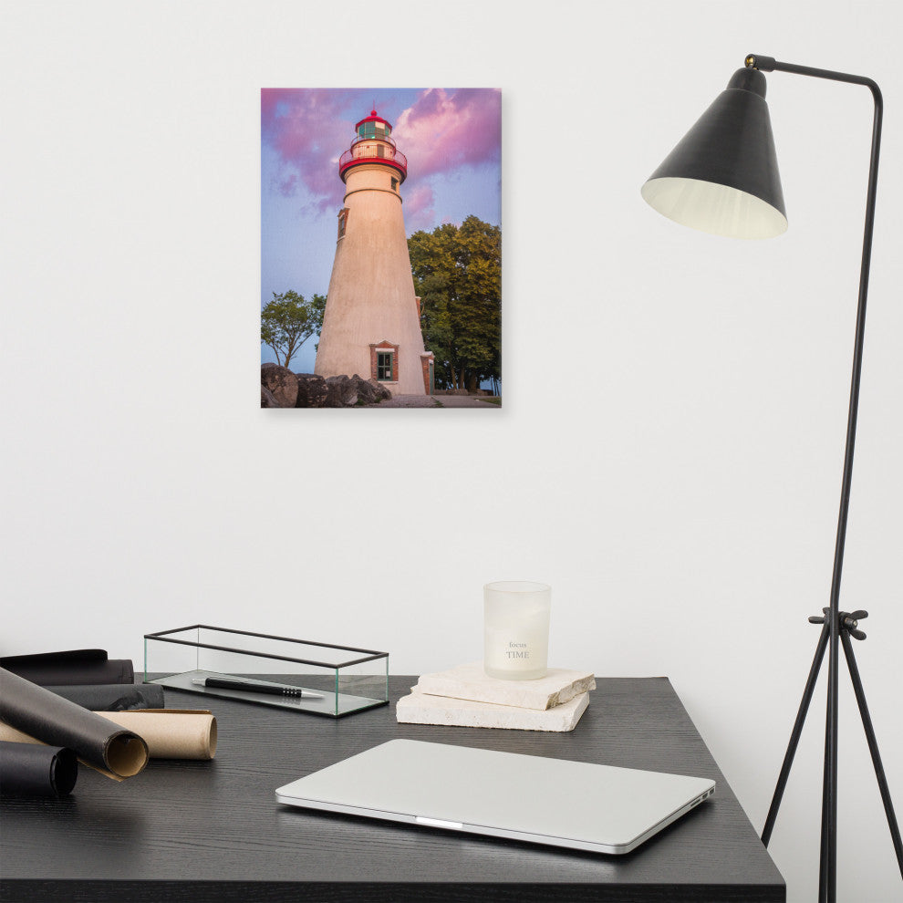 Marblehead Lighthouse at Sunset Coastal Landscape Canvas Prints, 12" X 16"