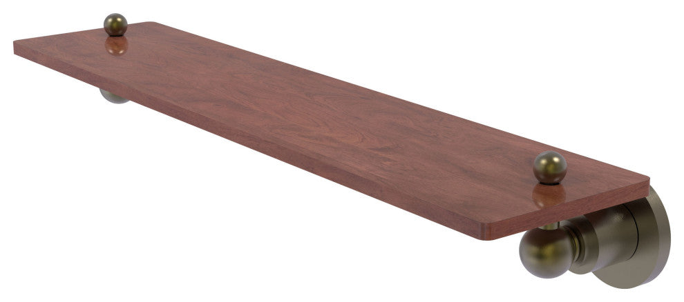 Astor Place 22" Solid Wood Shelf, Antique Brass