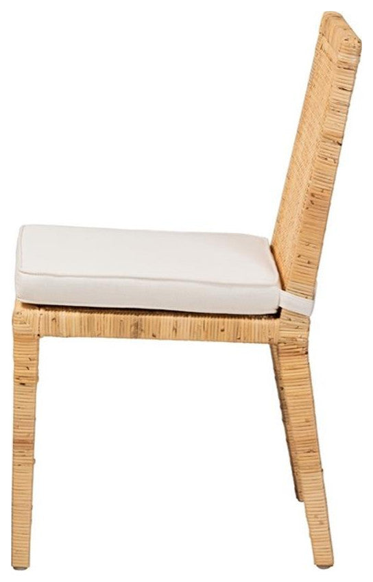 Baxton Studio Sofia Walnut Finished Wood and Rattan Dining Chair