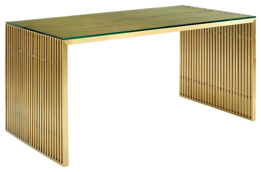 Gridiron Stainless Steel Dining Table Gold