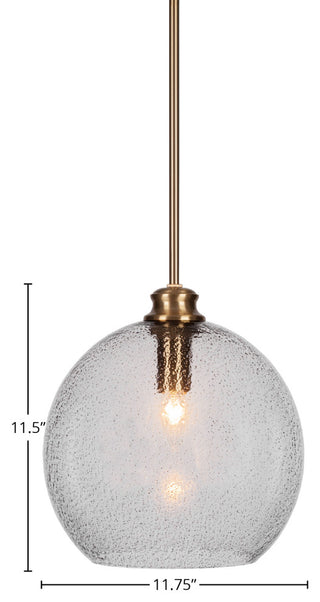 Kimbro 1-Light Stem Hung Pendant, New Age Brass/Smoke Bubble