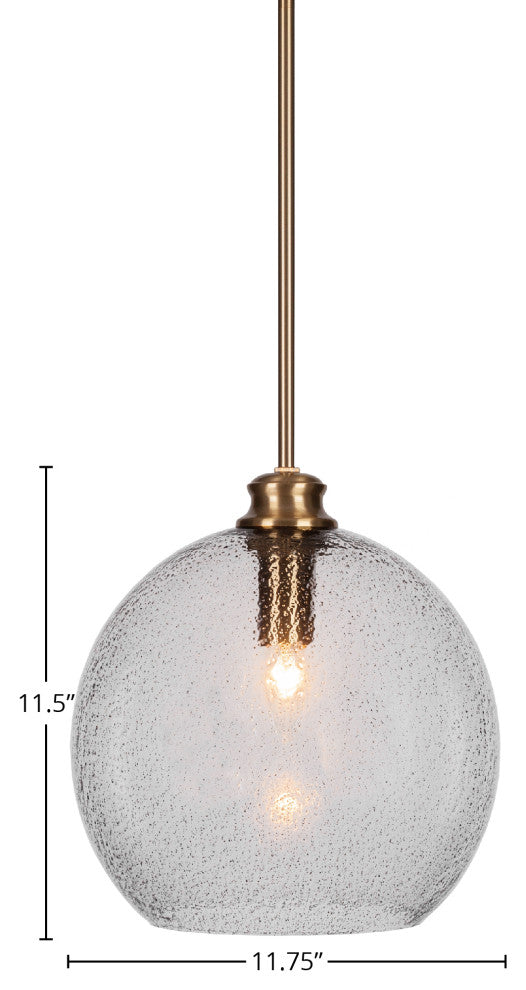 Kimbro 1-Light Stem Hung Pendant, New Age Brass/Smoke Bubble