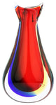 GlassOfVenice Murano Glass Sommerso Bud Vase - Red Blue Amber