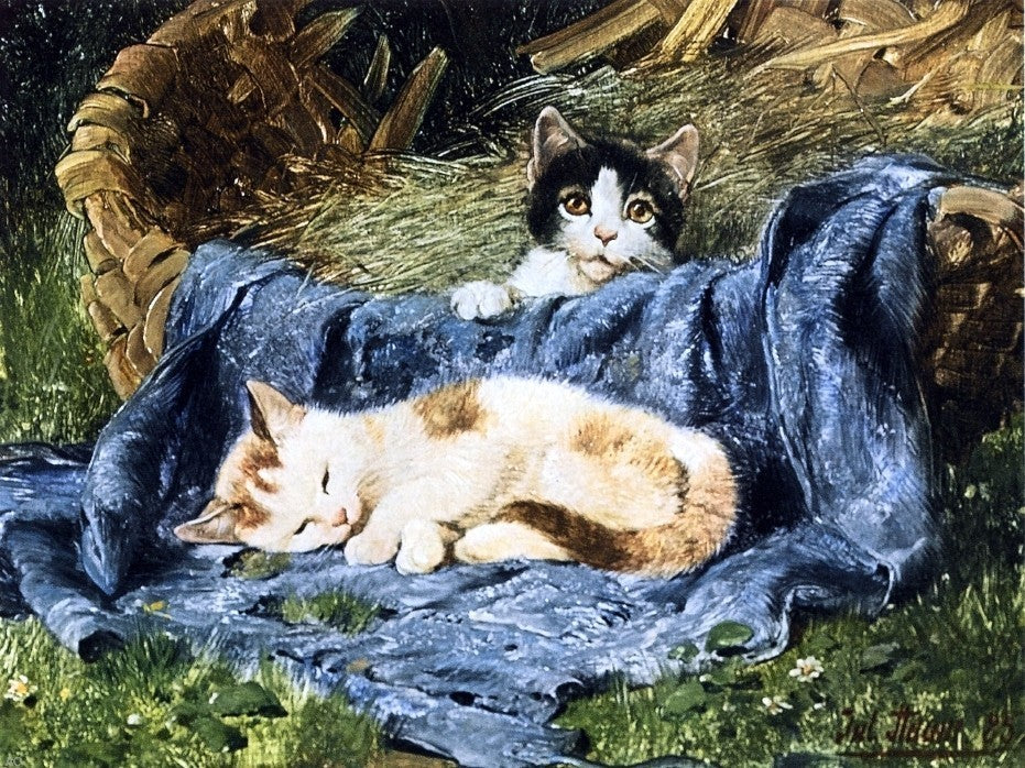 Julius Adam Two Kittens, 21"x28" Wall Decal
