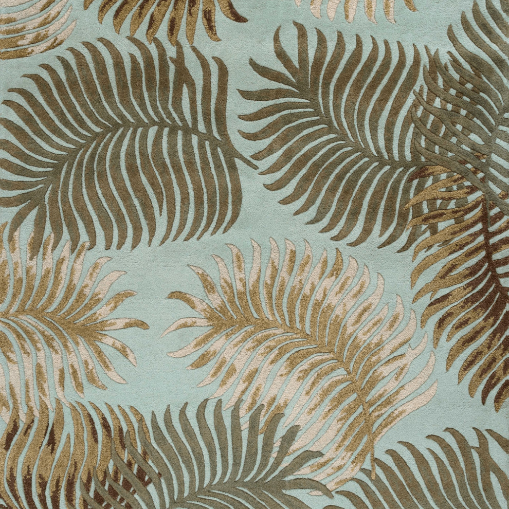 8' X 10' 6 Wool Aqua Area Rug