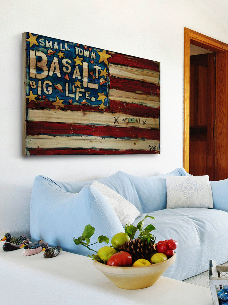 "Basalt Flag" Print on Natural Pine Wood by Tori Campisi Painting