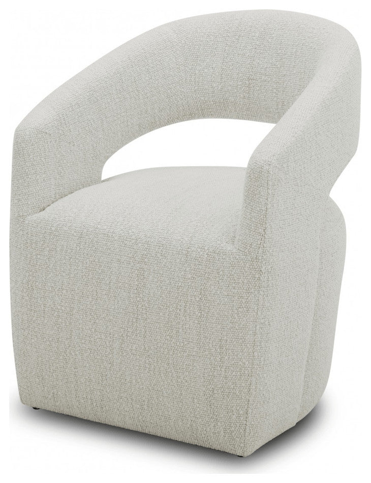 26" Cream Textured Polyester Modern Arm Chair