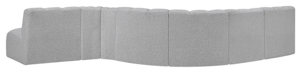 Arc Boucle Fabric Upholstered 7-Pc. S-Shaped Modular Sectional, Grey