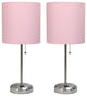 LimeLights Stick Lamp with Charging Outlet and Fabric Shade Two Pack Set