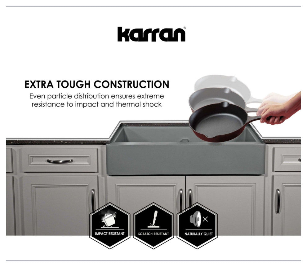 Karran USA QX-680 Quartz Top Mount Sinks 18" Undermount Single - Brown