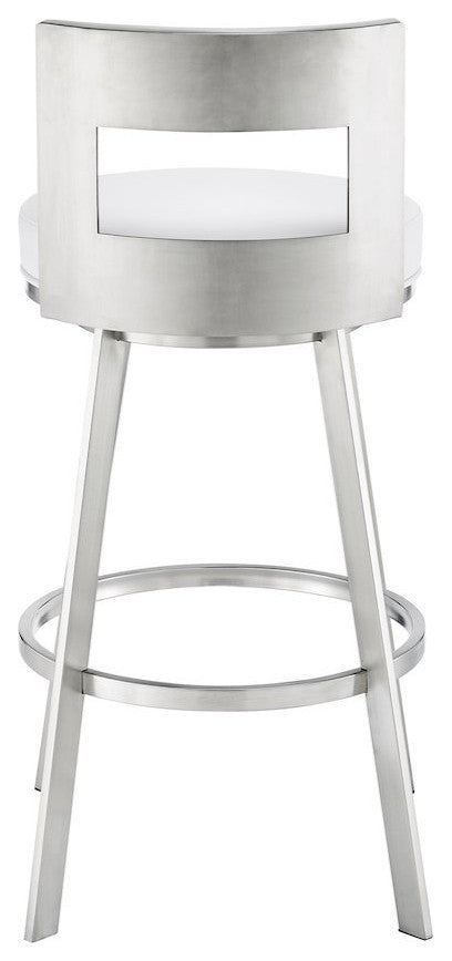 Flynn Swivel Counter or Bar Stool in Faux Leather and Metal