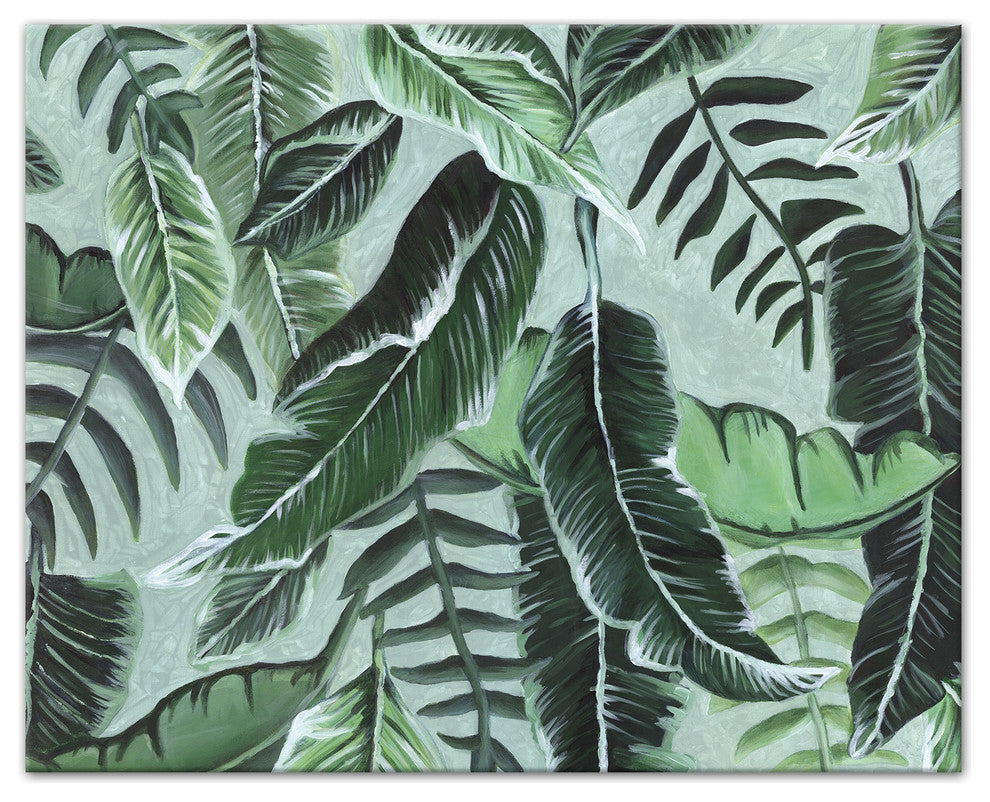 Green Shades Tropical Palm Leaves 24x30 Canvas Wall Art