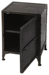 Black Iron Storage Locker Side Table