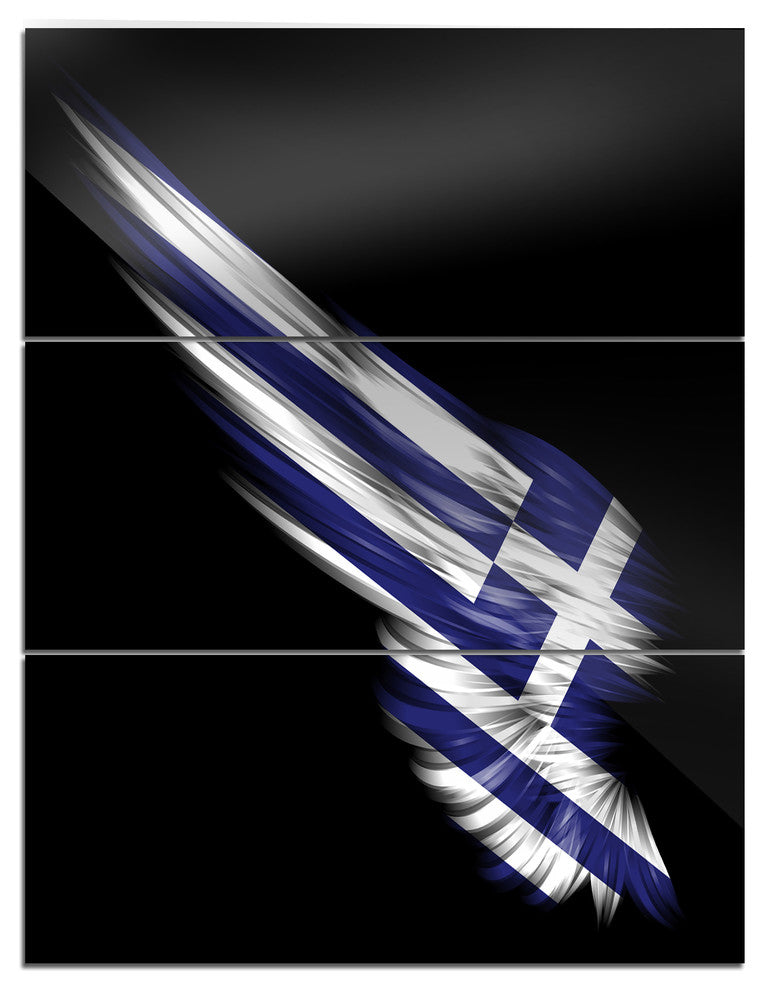 "Wing With Greece Flag" Digital Metal Wall Art, 3 Panels, 28"x36"