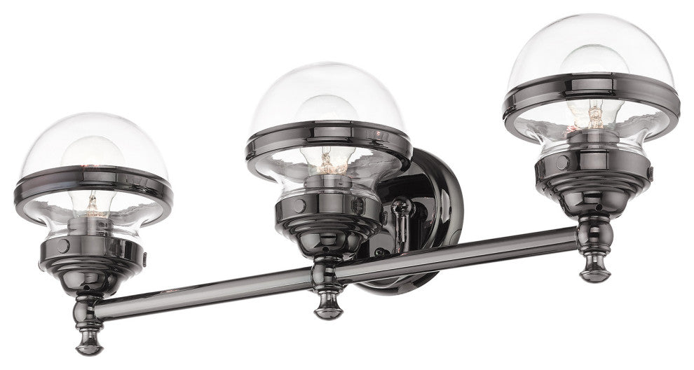 Livex Lighting Oldwick 3 Light Polished Black Chrome Vanity Sconce