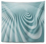 Fractal Rounded Blue 3D Waves Contemporary Wall Tapestry, 60"x50"