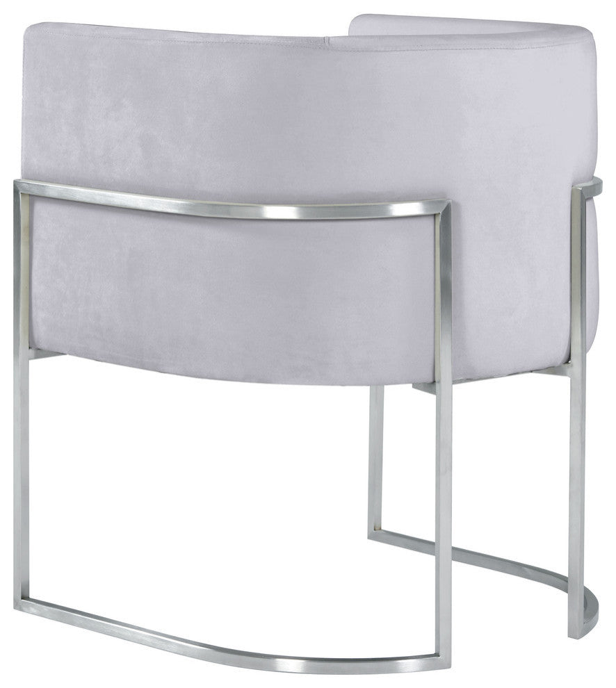 Giselle Grey Velvet Dining Chair with Silver Leg