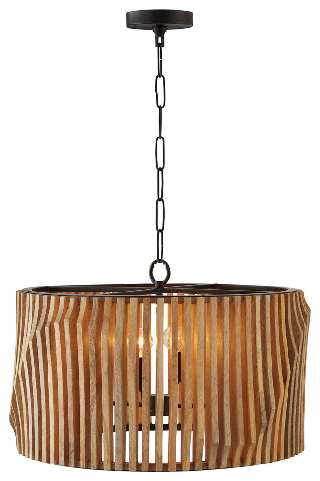 Capital Lighting 344642 Archer 4 Light 24"W Drum Chandelier - Light Wood /