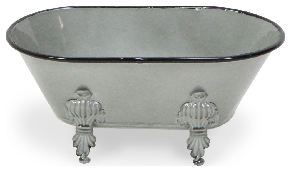 Lavande Metal Fleur-de-Lis Tub Decor - Small - Gray