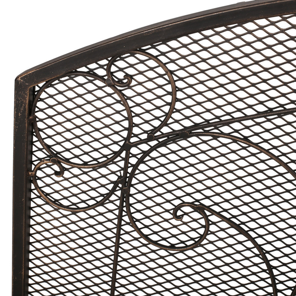 Ella Iron Fireplace Screen, Black Brushed Gold