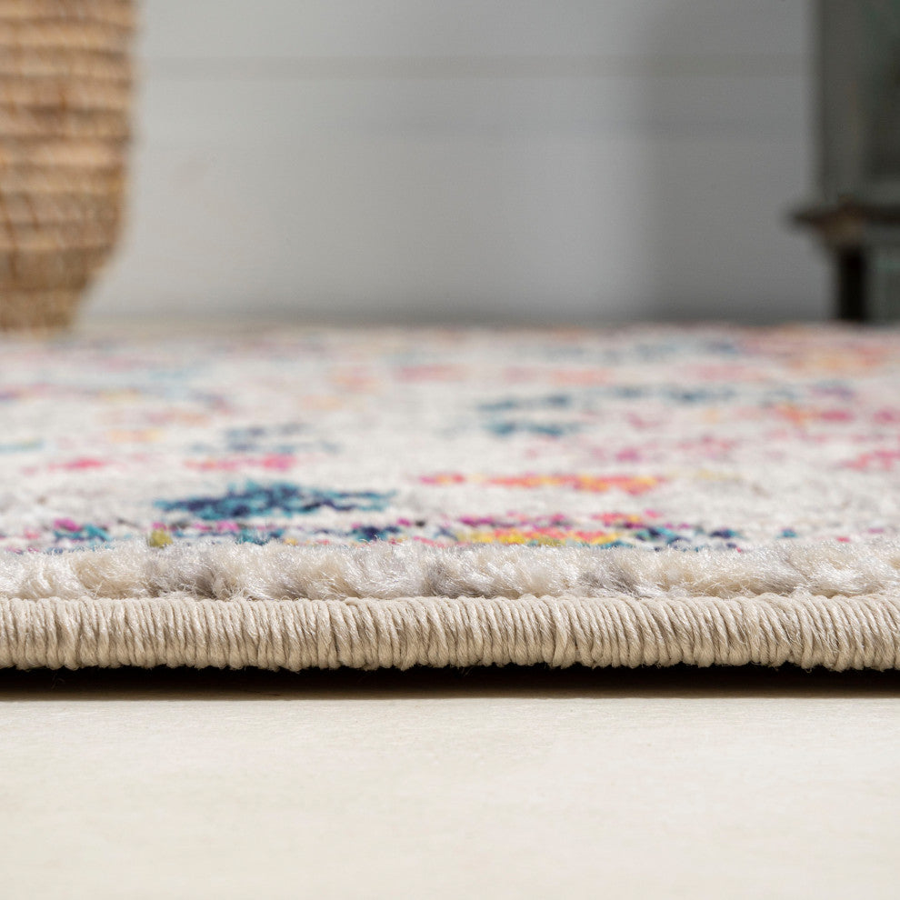 Modern Persian Boho Floral Beige/Multi 4 ft. x 6 ft. Area Rug