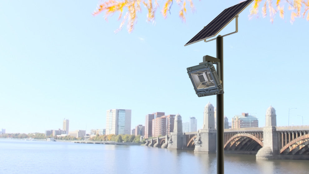 Solar Powered 4W/16W Black Outdoor RGB LED Flood Light, 16w