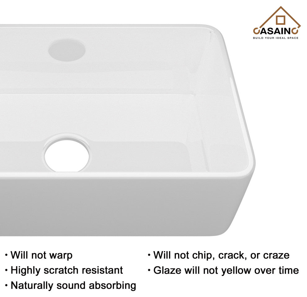 Fireclay Single Bowl Farmhouse Apron Kitchen Sink with Sprayer Kitchen Faucet, 36