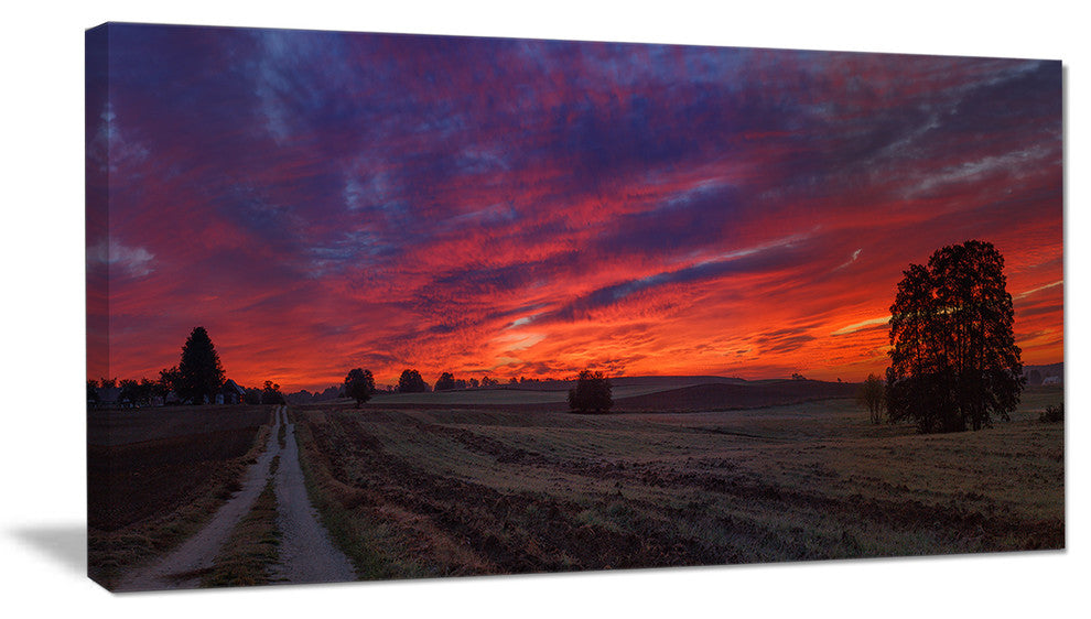 "Gorgeous Cloudy Sky During Fall" Landscape Print Wall Art, 32"x16"