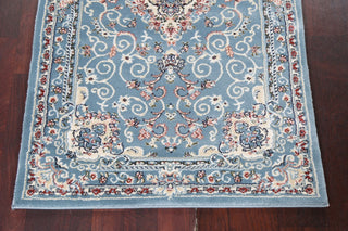 Light Blue Floral Medallion Transitional Turkish Rug Oriental Carpet 3x10